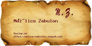 Málics Zebulon névjegykártya